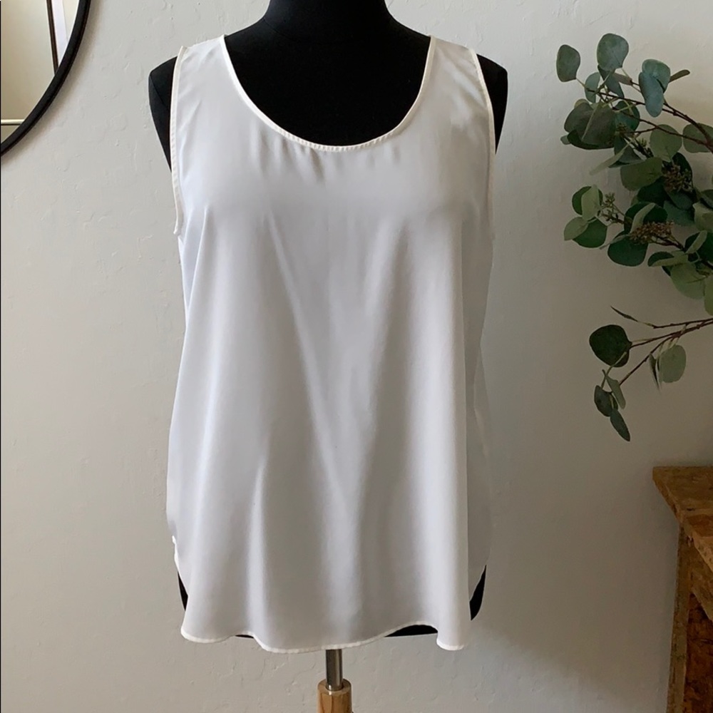 ANN TAYLOR ivory silk blend shell